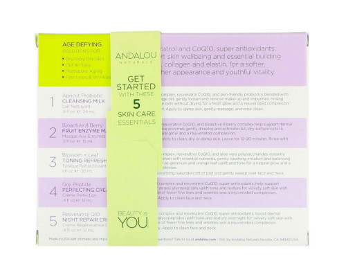 Andalou Naturals Get Started Age Defying Skin Care Essentials, для омоложения и питания кожи, набор из 5 средств Andalou Naturals Get Started Age Defying Skin Care Essentials, для омоложения и питания кожи, набор из 5 средств