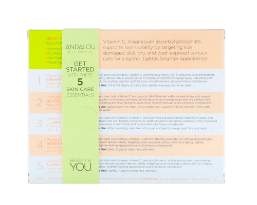 Andalou Naturals Get Started Brightening Skin Care Essentials 5 Piece Kit Andalou Naturals Get Started Brightening Skin Care Essentials 5 Piece Kit