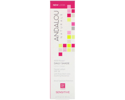 Andalou Naturals Daily Shade Facial Lotion with SPF 18 1000 Roses Sensitive 2.7 fl oz (80 ml) Andalou Naturals Daily Shade Facial Lotion with SPF 18 1000 Roses Sensitive 2.7 fl oz (80 ml)