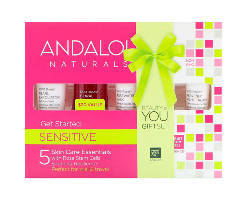 Andalou Naturals Набор для ухода за чувствительной кожей Get Started 1000 роз, питание и увлажнение, набор из 5 средств Andalou Naturals Набор для ухода за чувствительной кожей Get Started 1000 роз, питание и увлажнение, набор из 5 средств