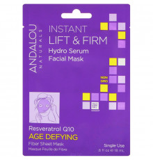 Andalou Naturals, Instant Lift & Firm, Hydro Serum Facial Mask, 1 Single Use Fiber Sheet Mask, .6 fl oz (18 ml)