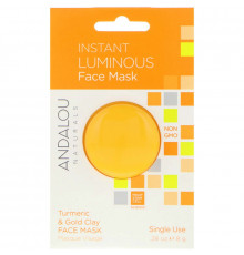Andalou Naturals, Instant Luminous, Turmeric & Gold Clay Face Mask, .28 oz (8 g)