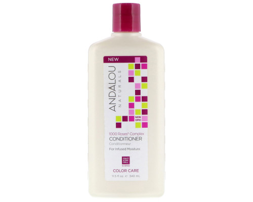 Andalou Naturals, 1000 Roses Complex, Кондиционер для Крашеных Волос, 11,5 жидких унций (340 мл) Andalou Naturals, 1000 Roses Complex, Кондиционер для Крашеных Волос, 11,5 жидких унций (340 мл)