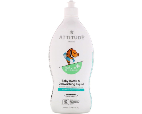 ATTITUDE, Little Ones, Baby Bottle & Dishwashing Liquid, Pear Nectar, 23.7 fl oz (700 ml)