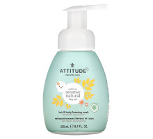 ATTITUDE, Для Ребенка,  2-в-1, Натуральное Пенистое Средство для Мытья Волос и Тела, без Запаха, 8,4 жидких унций (250 мл)