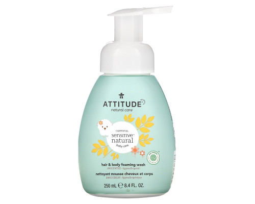 ATTITUDE, Для Ребенка, 2-в-1, Натуральное Пенистое Средство для Мытья Волос и Тела, без Запаха, 8,4 жидких унций (250 мл) ATTITUDE, Для Ребенка, 2-в-1, Натуральное Пенистое Средство для Мытья Волос и Тела, без Запаха, 8,4 жидких унций (250 мл)