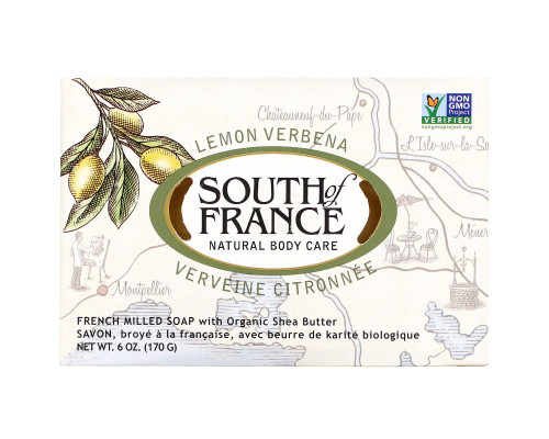 South of France Лимонная вербена Французское мыло овальной формы с трижды шлифованными ингредиентами с органическим маслом ши 6 унций (170 г) South of France Лимонная вербена Французское мыло овальной формы с трижды шлифованными ингредиентами с органическим маслом ши 6 унций (170 г)