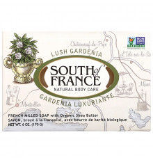 South of France, Пышная гардения, французское овальное мыло с органическим маслом ши, для очищения и увлажнения кожи,6 унций (170 г)