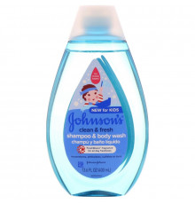 Johnson's, Для детей, серия Чистота и свежесть, шампунь и средство для купания, 400 мл
