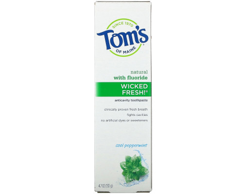 Tom's of Maine, Wicked Fresh! Фторсодержащая зубная паста с охлаждающей перечной мятой, 4,7 унции (133 г)