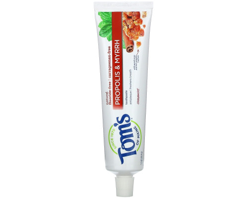 Tom's of Maine, Зубная паста с прополисом и мятой без содержания фторида, гессонит, 5.5 унций (155.9 г) Tom's of Maine, Зубная паста с прополисом и мятой без содержания фторида, гессонит, 5.5 унций (155.9 г)