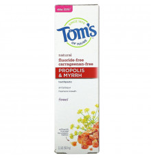 Tom's of Maine, Зубная паста от налета, прополис, мирра и фенхель, без фтора, фенхель 5.5 унции (155.9 г)