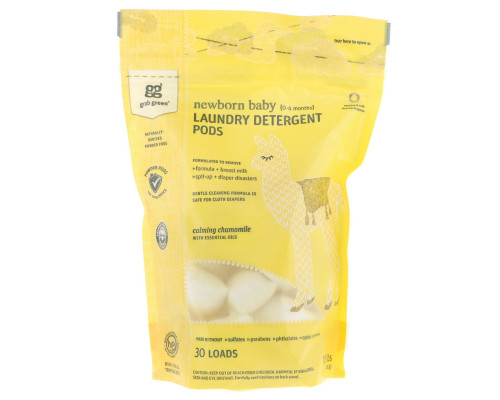 Grab Green, Laundry Detergent Pods, Newborn Baby, Calming Chamomile with Essential Oils, 0-4 Months, 30 Loads, 1.05 lbs (480 g) Grab Green, Laundry Detergent Pods, Newborn Baby, Calming Chamomile with Essential Oils, 0-4 Months, 30 Loads, 1.05 lbs (480 g)