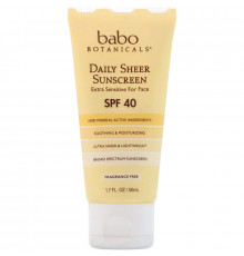Babo Botanicals Daily Sheer Sunscreen SPF 40 Fragrance Free 1.7 fl oz (50 ml)