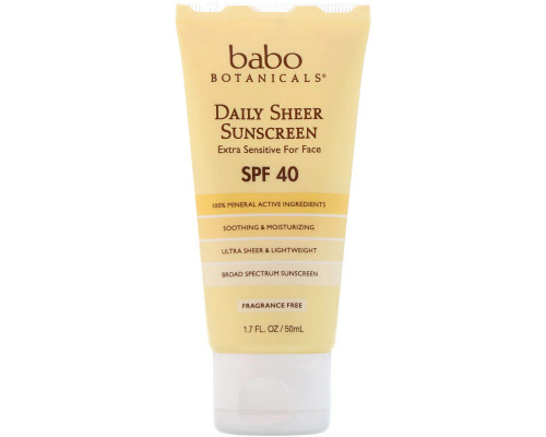 Babo Botanicals Daily Sheer Sunscreen SPF 40 Fragrance Free 1.7 fl oz (50 ml) Babo Botanicals Daily Sheer Sunscreen SPF 40 Fragrance Free 1.7 fl oz (50 ml)
