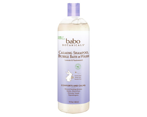 Babo Botanicals 3-в-1 Успокаивающий шампунь пена для ванны и гель для душа с расслабляющим ароматом лаванды и таволги, 400 мл Babo Botanicals 3-в-1 Успокаивающий шампунь пена для ванны и гель для душа с расслабляющим ароматом лаванды и таволги, 400 мл