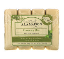 A La Maison de Provence Hand & Body Bar Soap Rosemary Mint 4 Bars 3.5 oz (100 g) Each
