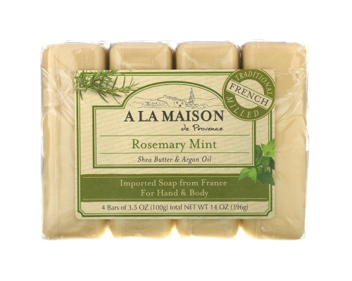 A La Maison de Provence Hand & Body Bar Soap Rosemary Mint 4 Bars 3.5 oz (100 g) Each A La Maison de Provence Hand & Body Bar Soap Rosemary Mint 4 Bars 3.5 oz (100 g) Each
