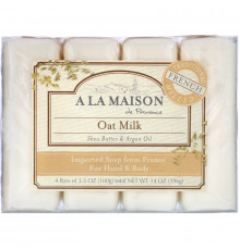 A La Maison de Provence Hand & Body Bar Soap Oat Milk 4 Bars 3.5 oz (100 g) Each