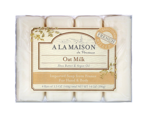 A La Maison de Provence Hand & Body Bar Soap Oat Milk 4 Bars 3.5 oz (100 g) Each A La Maison de Provence Hand & Body Bar Soap Oat Milk 4 Bars 3.5 oz (100 g) Each