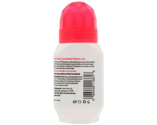 Crystal Body Deodorant, Натуральный роликовый дезодорант, гранат, 2,25 ж.унц. (66 мл) Crystal Body Deodorant, Натуральный роликовый дезодорант, гранат, 2,25 ж.унц. (66 мл)