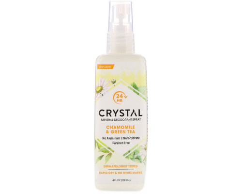 Crystal Body Deodorant, Минеральный дезодорант-спрей, С ромашкой и зеленым чаем, 4 ж. унц.(118 мл) Crystal Body Deodorant, Минеральный дезодорант-спрей, С ромашкой и зеленым чаем, 4 ж. унц.(118 мл)