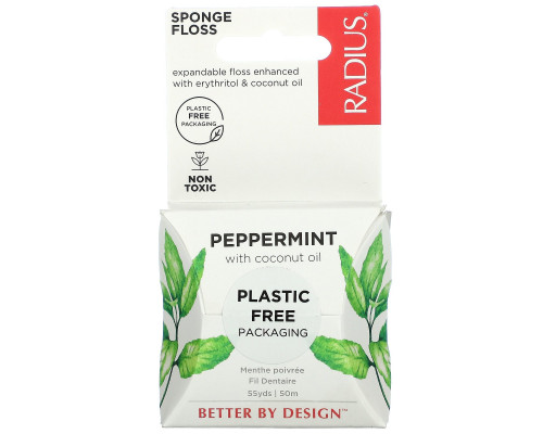 RADIUS, Mint Floss, Vegan Natural Mint with Xylitol, 55 yds (50 m)