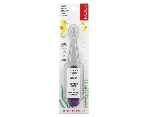 RADIUS, Totz Plus Brush, 3 Years +, Extra Soft, Gray Purple, 1 Toothbrush