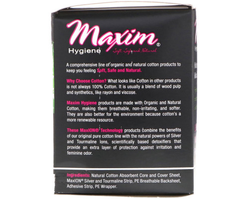 Maxim Hygiene Products Ultra Thin Winged Pads Natural Silver MaxION Technology Super 10 Pads