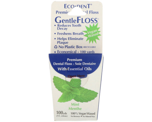 Eco-Dent, GentleFloss Зубная Нить, Мята 91.44 м Eco-Dent, GentleFloss Зубная Нить, Мята 91.44 м