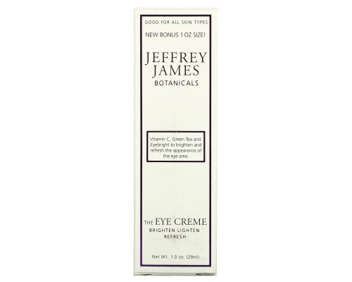 Jeffrey James Botanicals, Крем для кожи вокруг глаз, Яркость, легкость, свежесть, 0,5 унции (15 мл) Jeffrey James Botanicals, Крем для кожи вокруг глаз, Яркость, легкость, свежесть, 0,5 унции (15 мл)