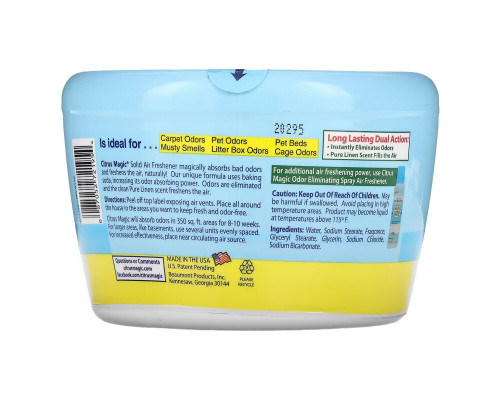 Citrus Magic, Pet, Solid Air Freshener, Pure Linen, 20 oz (566 g) Citrus Magic, Pet, Solid Air Freshener, Pure Linen, 20 oz (566 g)