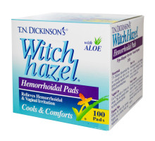 Dickinson Brands, T.N. Dickinson, геморроидальные прокладки из гамамелисы, с алоэ, 100 штук