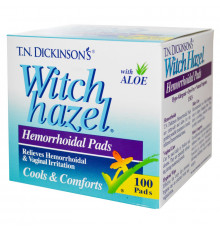 Dickinson Brands, T.N. Dickinson, геморроидальные прокладки из гамамелисы, с алоэ, 100 штук