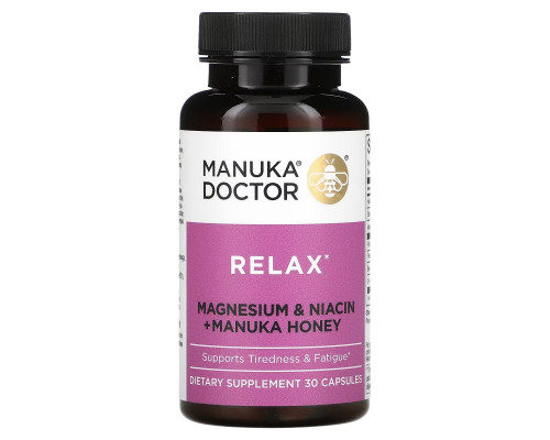 Manuka Doctor, Relax, Magnesium & Niacin + Manuka Honey, 30 Capsules Manuka Doctor, Relax, Magnesium & Niacin + Manuka Honey, 30 Capsules