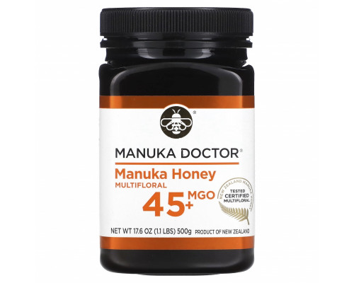 Manuka Doctor, Manuka Honey Multifloral, MGO 45+, 1.1 lbs (500 g) Manuka Doctor, Manuka Honey Multifloral, MGO 45+, 1.1 lbs (500 g)