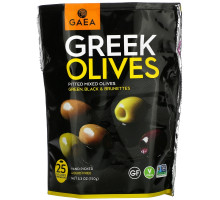 Gaea, Греческие оливки, оливки без косточек, маринованные в базилике и лимоне, 5,3 унции (150 г)