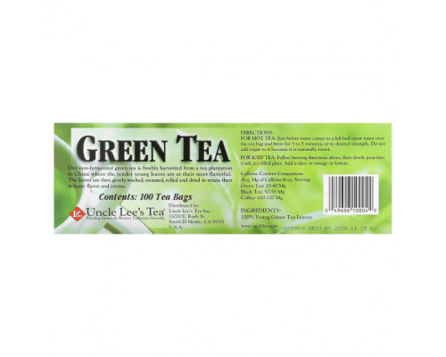 Травяные сборы и чаи Uncle Lee's Tea, Legends of China, зеленый чай, 100 чайных пакетиков, 5,64 унции Травяные сборы и чаи Uncle Lee's Tea, Legends of China, зеленый чай, 100 чайных пакетиков, 5,64 унции