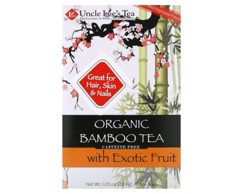 Травяные сборы и чаи Uncle Lee's Tea, органический чай из бамбука и экзотических фруктов, без кофеина, 18 чайных пакетиков, 28,8 г (1,02 унции) Травяные сборы и чаи Uncle Lee's Tea, органический чай из бамбука и экзотических фруктов, без кофеина, 18 чайных пакетиков, 28,8 г (1,02 унции)