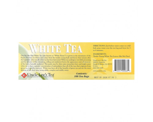 Травяные сборы и чаи Uncle Lee's Tea, Legends of China, белый чай, 100 чайных пакетиков, 150 г (5,29 унции) Травяные сборы и чаи Uncle Lee's Tea, Legends of China, белый чай, 100 чайных пакетиков, 150 г (5,29 унции)