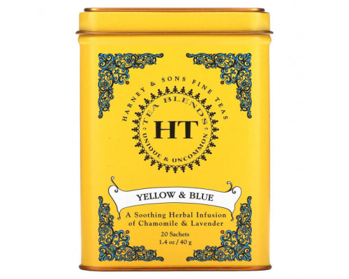 Травяные сборы и чаи Harney & Sons, HT Tea Blend, желтый и голубой, ромашка и лаванда, без кофеина, 20 чайных саше, 40 г (1,4 унции) Травяные сборы и чаи Harney & Sons, HT Tea Blend, желтый и голубой, ромашка и лаванда, без кофеина, 20 чайных саше, 40 г (1,4 унции)