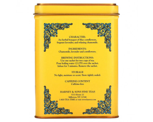 Травяные сборы и чаи Harney & Sons, HT Tea Blend, желтый и голубой, ромашка и лаванда, без кофеина, 20 чайных саше, 40 г (1,4 унции) Травяные сборы и чаи Harney & Sons, HT Tea Blend, желтый и голубой, ромашка и лаванда, без кофеина, 20 чайных саше, 40 г (1,4 унции)