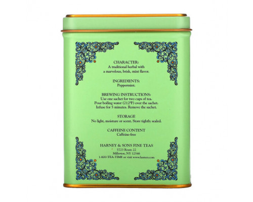 Травяные сборы и чаи Harney & Sons, HT Tea Blend, чай из перечной мяты, без кофеина, 20 чайных пакетиков, 40 г (1,4 унции) Травяные сборы и чаи Harney & Sons, HT Tea Blend, чай из перечной мяты, без кофеина, 20 чайных пакетиков, 40 г (1,4 унции)