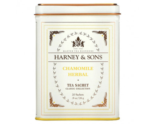 Травяные сборы и чаи Harney & Sons, Качественные сорта чая, ромашковый травяной чай, 20 саше, 26 г (0,9 унции) Травяные сборы и чаи Harney & Sons, Качественные сорта чая, ромашковый травяной чай, 20 саше, 26 г (0,9 унции)