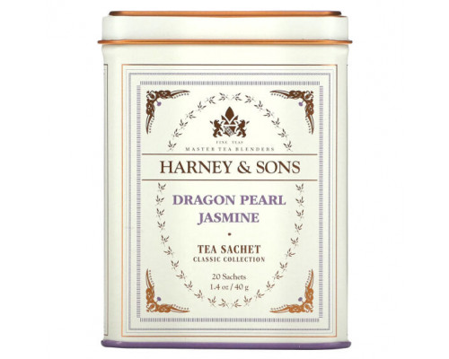 Травяные сборы и чаи Harney & Sons, Качественные сорта чая, чай с жасмином Dragon Pearl, 20 чайных саше, 40 г (1,4 унции) Травяные сборы и чаи Harney & Sons, Качественные сорта чая, чай с жасмином Dragon Pearl, 20 чайных саше, 40 г (1,4 унции)