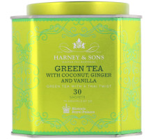 Harney & Sons, Зеленый чай с кокосом, имбирем и ванилью, 30 пакетиков, 2,67 унции (75 г)