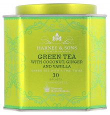 Harney & Sons, Зеленый чай с кокосом, имбирем и ванилью, 30 пакетиков, 2,67 унции (75 г)