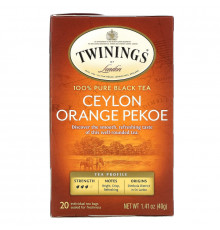 Twinings, Цейлонский апельсиновый чай Pekoe, 20 чайных пакетиков, 40 г (1,41 унции)
