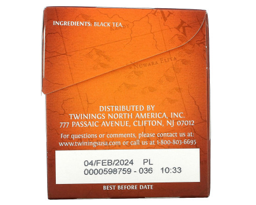 Twinings, Цейлонский апельсиновый чай Pekoe, 20 чайных пакетиков, 40 г (1,41 унции) Twinings, Цейлонский апельсиновый чай Pekoe, 20 чайных пакетиков, 40 г (1,41 унции)
