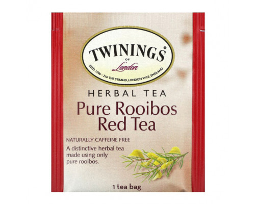 Травяные сборы и чаи Twinings, Herbal Tea, чистый красный чай ройбуш, без кофеина, 20 чайных пакетиков, 40 г (1,41 унции) Травяные сборы и чаи Twinings, Herbal Tea, чистый красный чай ройбуш, без кофеина, 20 чайных пакетиков, 40 г (1,41 унции)
